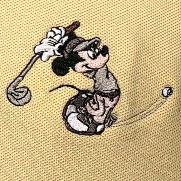 Disney X Greg Norman PLAY Polo Golf Shirt Mickey Mouse Mens Size XL Yellow READ - Picture 4 of 16